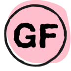 letters GF in circle